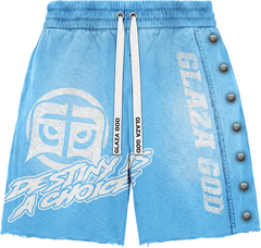 GLAZA GOD Heavyweight French Terry Shorts – Blue Wash