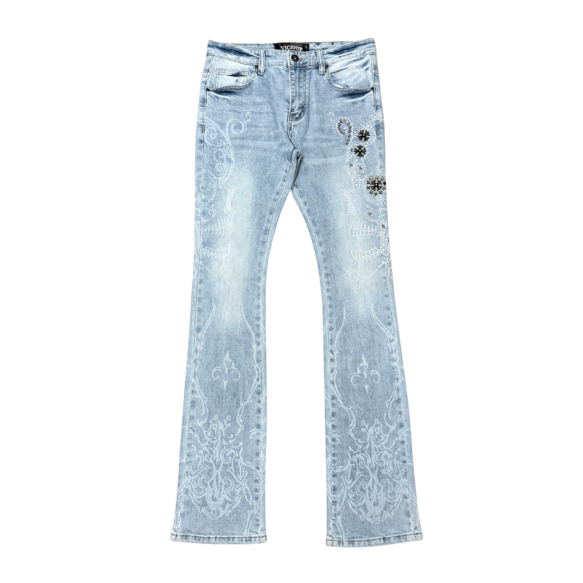 VICIOUS PANTS PREMIUM SKINNY BOOT CUT DENIM WITH ART PRINTED ALL OVER