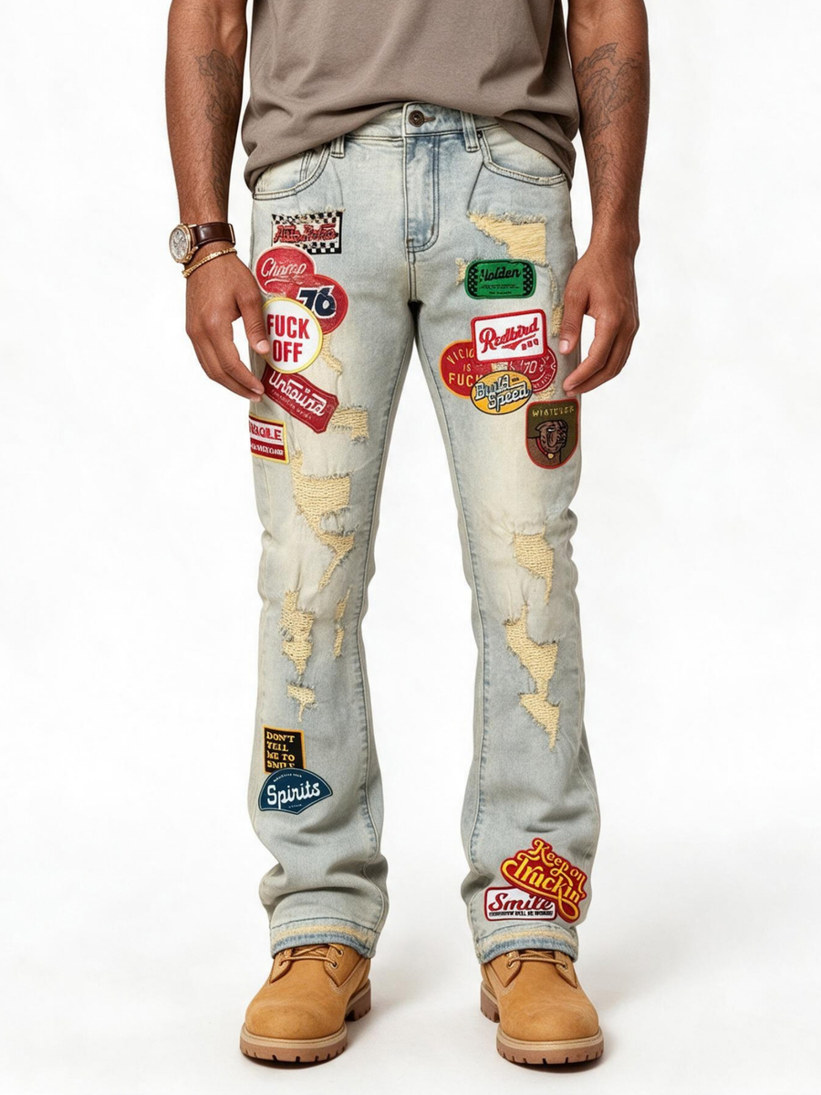 VICIOUS PREMIUM DENIM / PATCHES ALL OVER (VC1022 LIGHT VINTAGE)