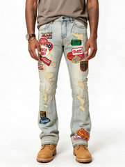VICIOUS PREMIUM DENIM / PATCHES ALL OVER (VC1022 LIGHT VINTAGE)