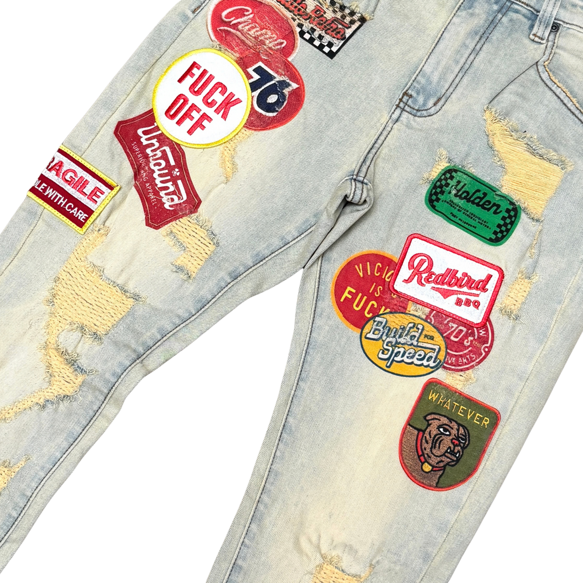 VICIOUS PREMIUM DENIM / PATCHES ALL OVER (VC1022 LIGHT VINTAGE)