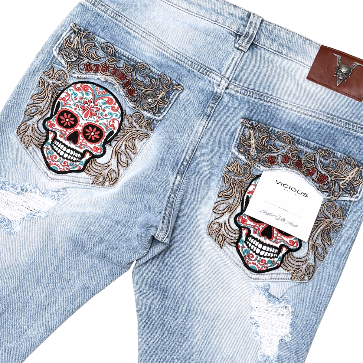 VICIOUS pants logo ON THE BACK POCKETS