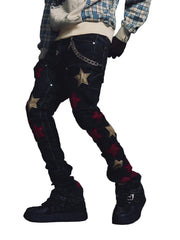 GUAPI Wine Red Stars Denim PANTS
