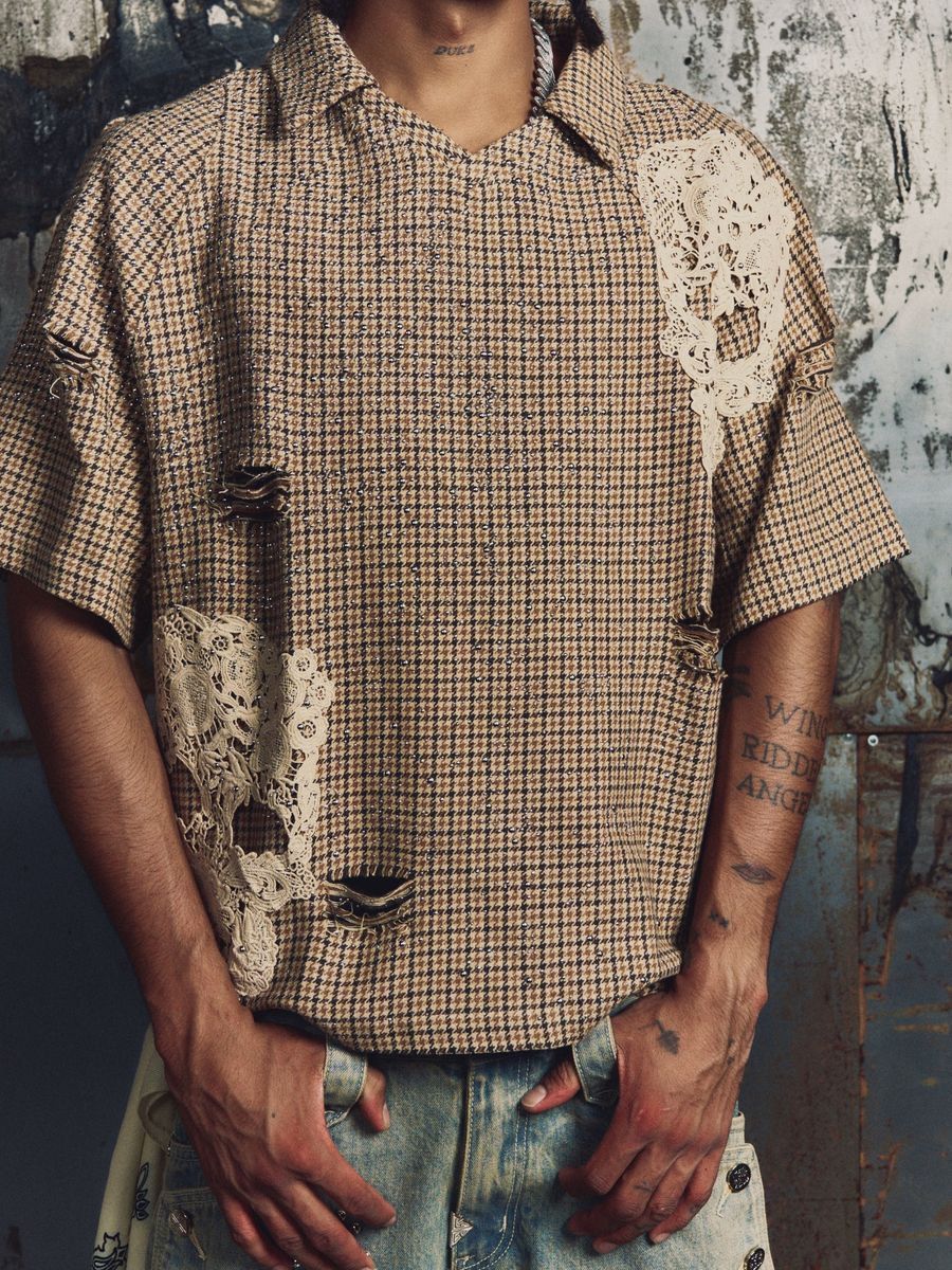 GUAPI Houndstooth Skull Shirt