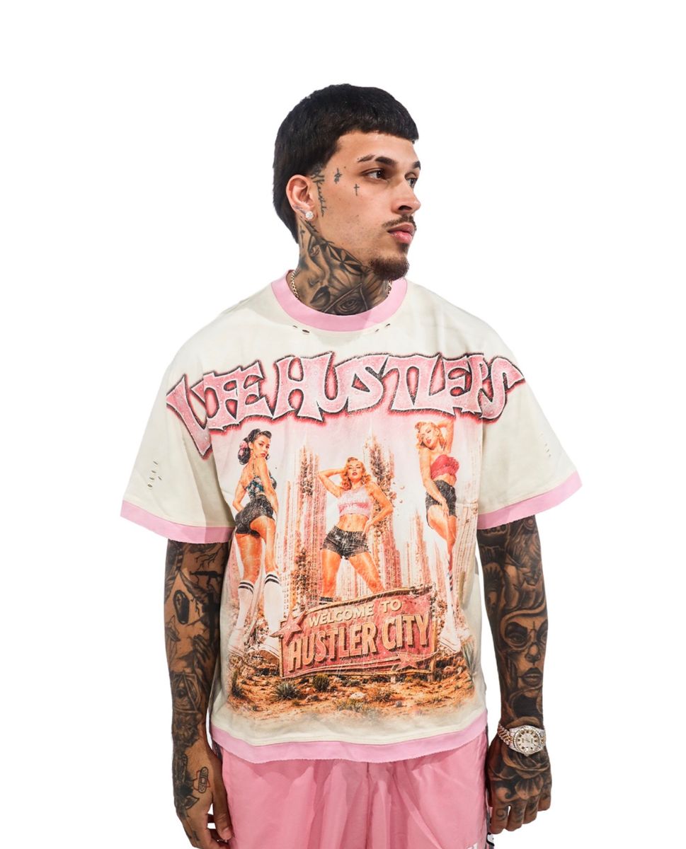 LIFE HUSTLERS t-shirt  LH 'HUSTLER CITY Pink