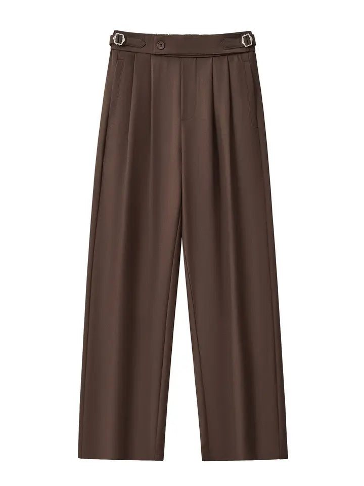 BAROCCO PANTS Wellington Side-Tab Trousers-Coffee