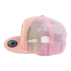 RIVOR R3BELDE all-pink TRUCKER hat with red RHINESTONE logo