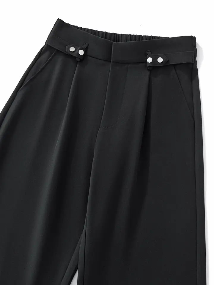 BAROCCO PANTS Kingsley Side-Tab Trousers-Black