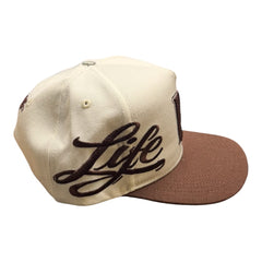 LIFE HUSTLERS "Classic  BEIGE & BROWN  Ice" Rhinestone Snapback Hat