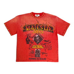 MAJESTIK t-shirt GARMENT DYE DTG PRINTED TEE W/RHINESTONE