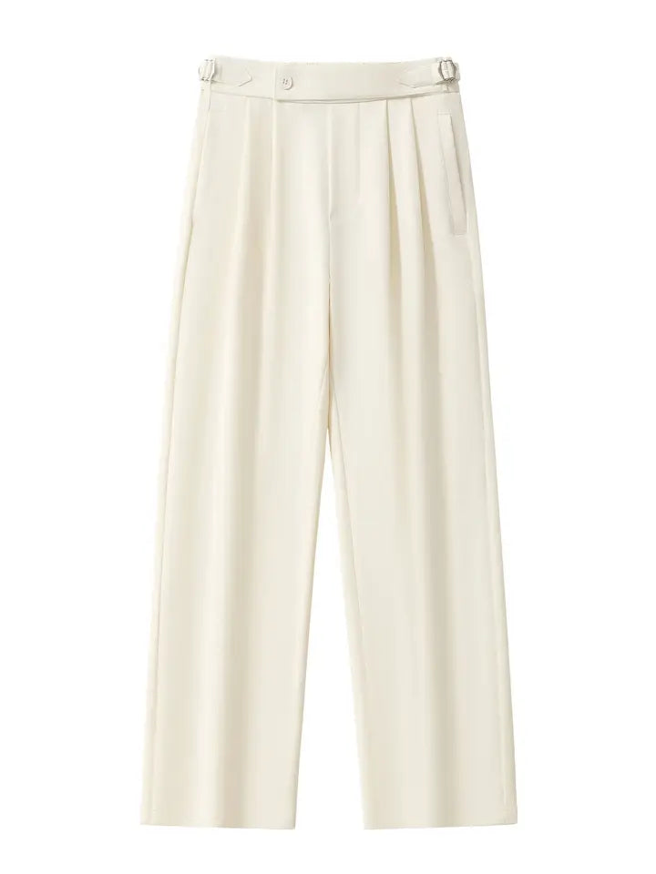 BAROCCO PANTS Wellington Side-Tab Trousers-Ivory