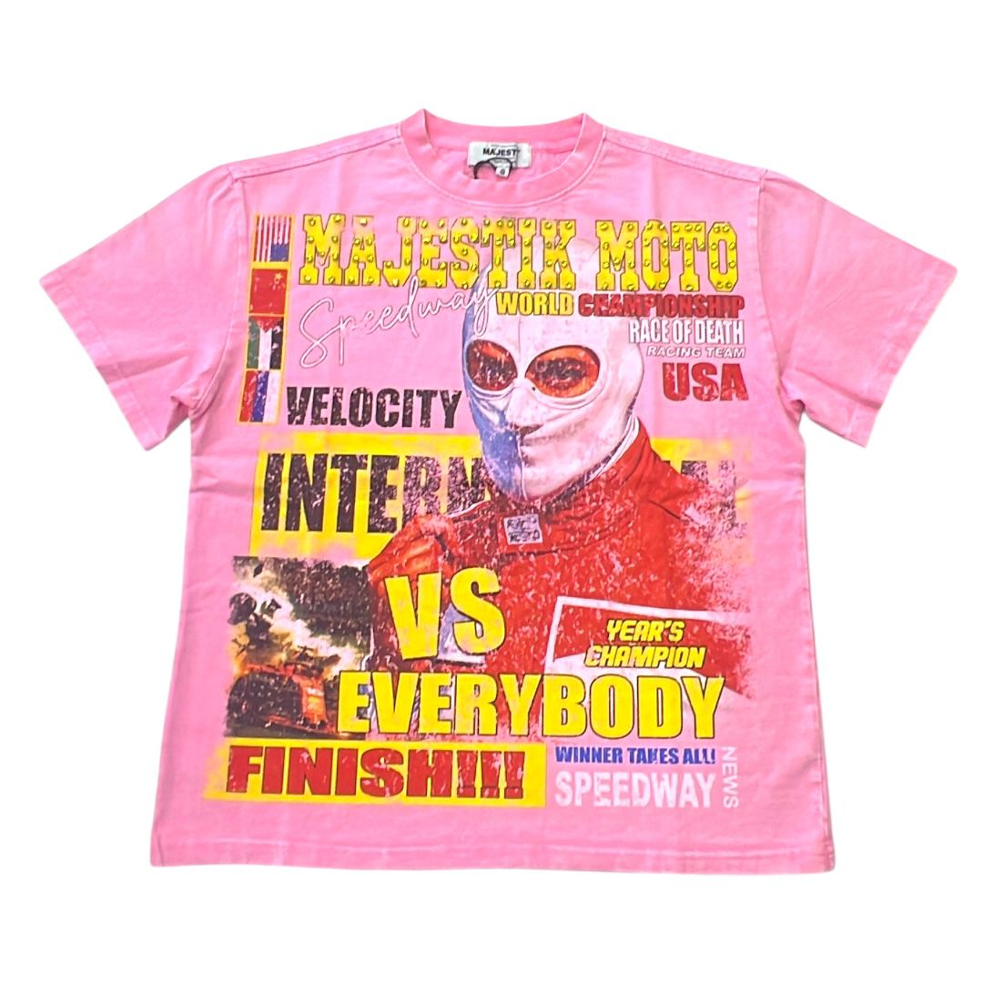 MAJESTIK T-SHIRT MEN'S GARMENT DYED PRINT TEE PINK