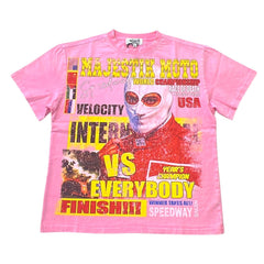 MAJESTIK T-SHIRT MEN'S GARMENT DYED PRINT TEE PINK
