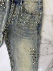 KDNK PANTS KND4942-BLACK STUD SPIKE JEANS