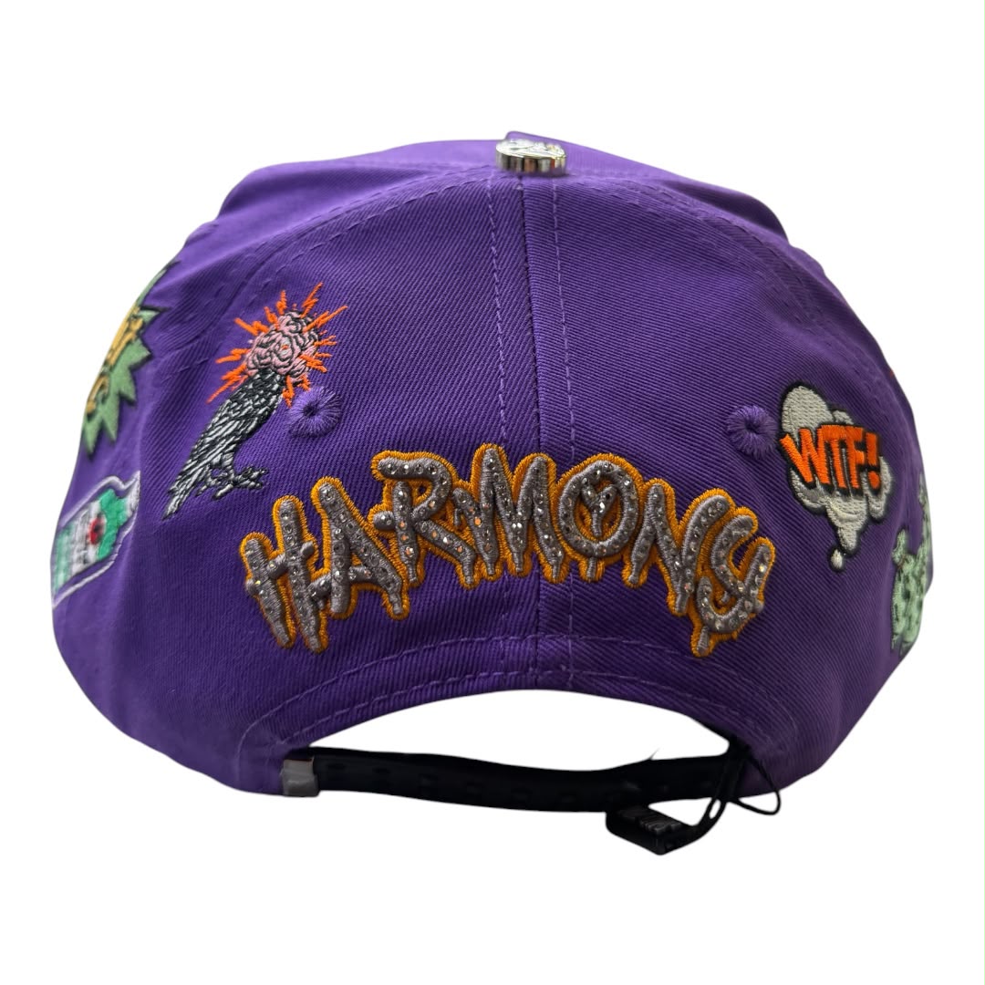 HARMONY purple & black suede brim trucker hat