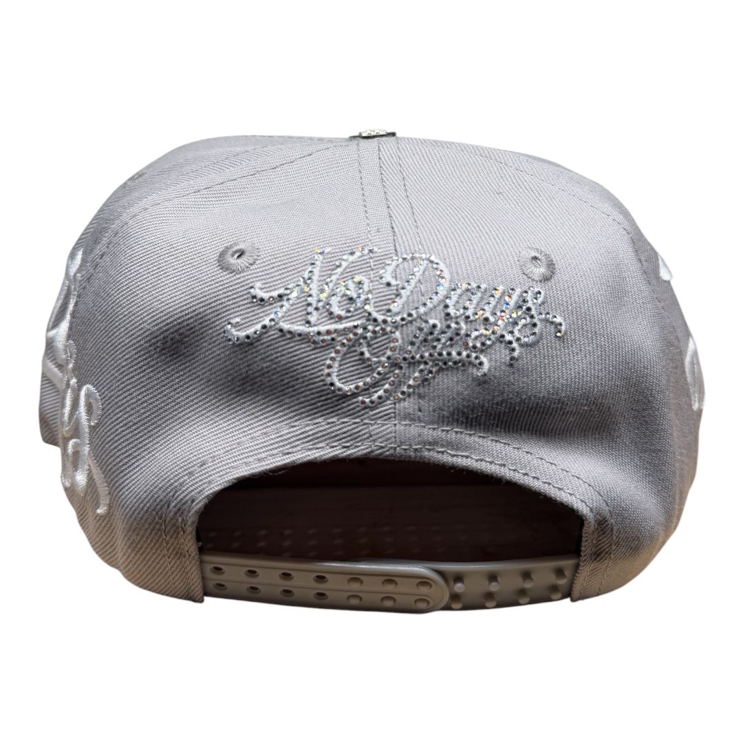 LIFE HUSTLERS "Ice Grey" Rhinestone Logo Snapback Hat
