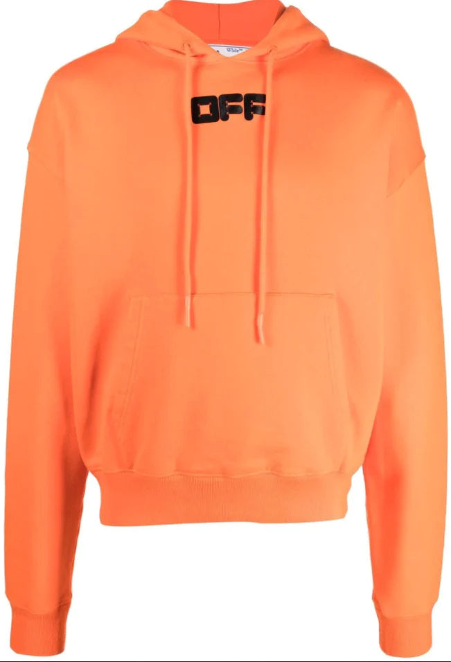 SUDADERA OFF WHITE CON CAPUCHA NARANJA