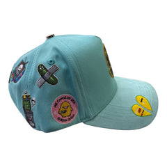 HARMONY light blue suede brim trucker hat