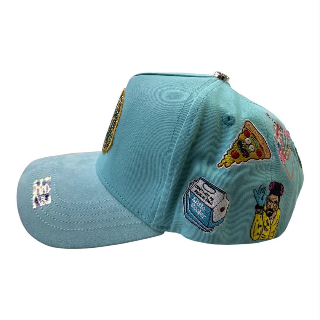 HARMONY light blue suede brim trucker hat