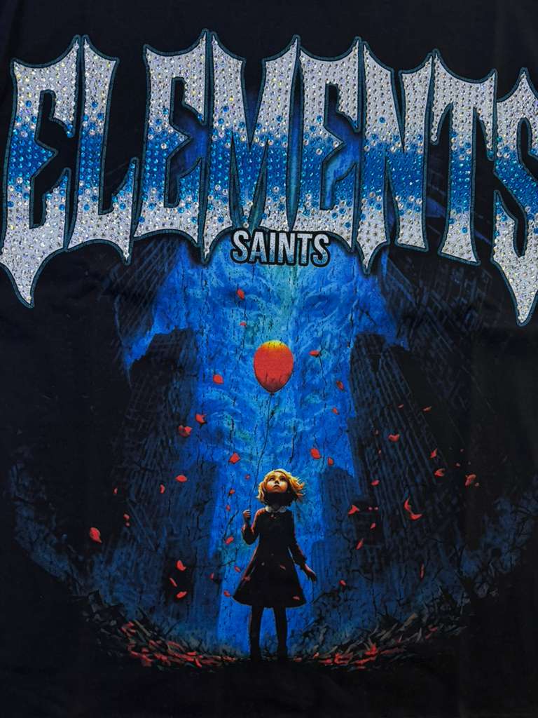 ELEMENTS DRIP t-shirt SAINTS ELEMENTS " RHINESTONE GRAPHIC TEE blck/blue