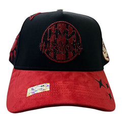 HARMONY black & red suede brim trucker hat