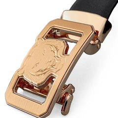 BAROCCO BELT Flat Leather Lion Auto Bkl Belt – Gold Ed.-Gold/Black