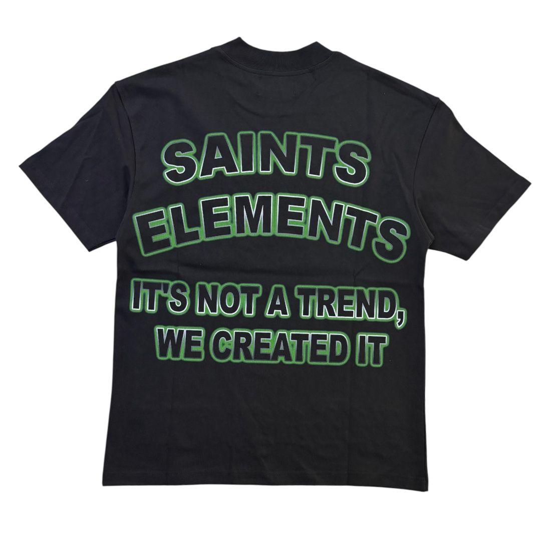 ELEMENTS DRIP t-shirt SAINTS ELEMENTS " RHINESTONE GRAPHIC TEE BLCK/YELLOW