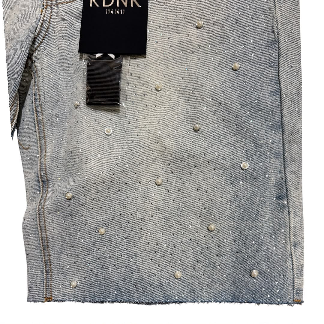 KDNK blue paerl RHINESTONE SHORTS-KND4965S