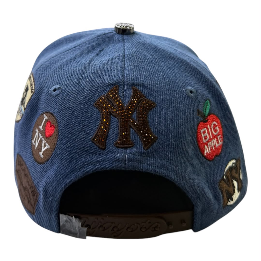 NIJAYOTE - New york statue of liberty denim & suede snapback cap