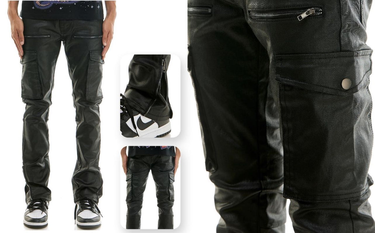 KDNK WAXED PANTS KNB3439 BLACK
