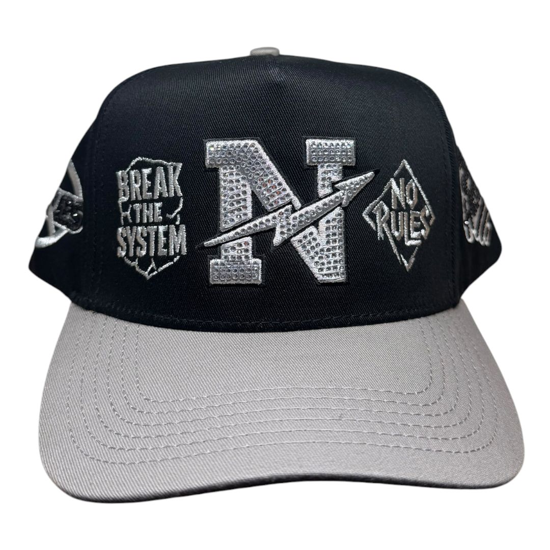 NO RULES" Snapback Cap – gray-BLACK Edition | "N" Logo