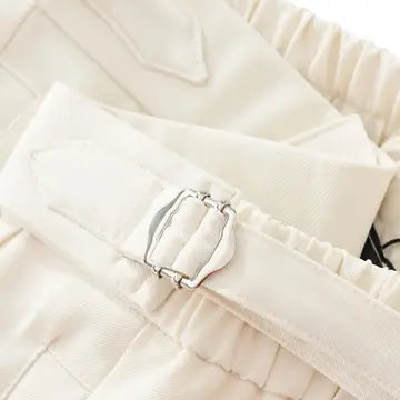 BAROCCO PANTS Wellington Side-Tab Trousers-Ivory