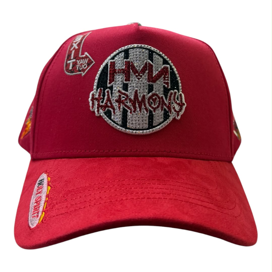 HARMONY red suede brim trucker hat