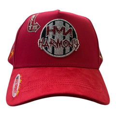 HARMONY red suede brim trucker hat