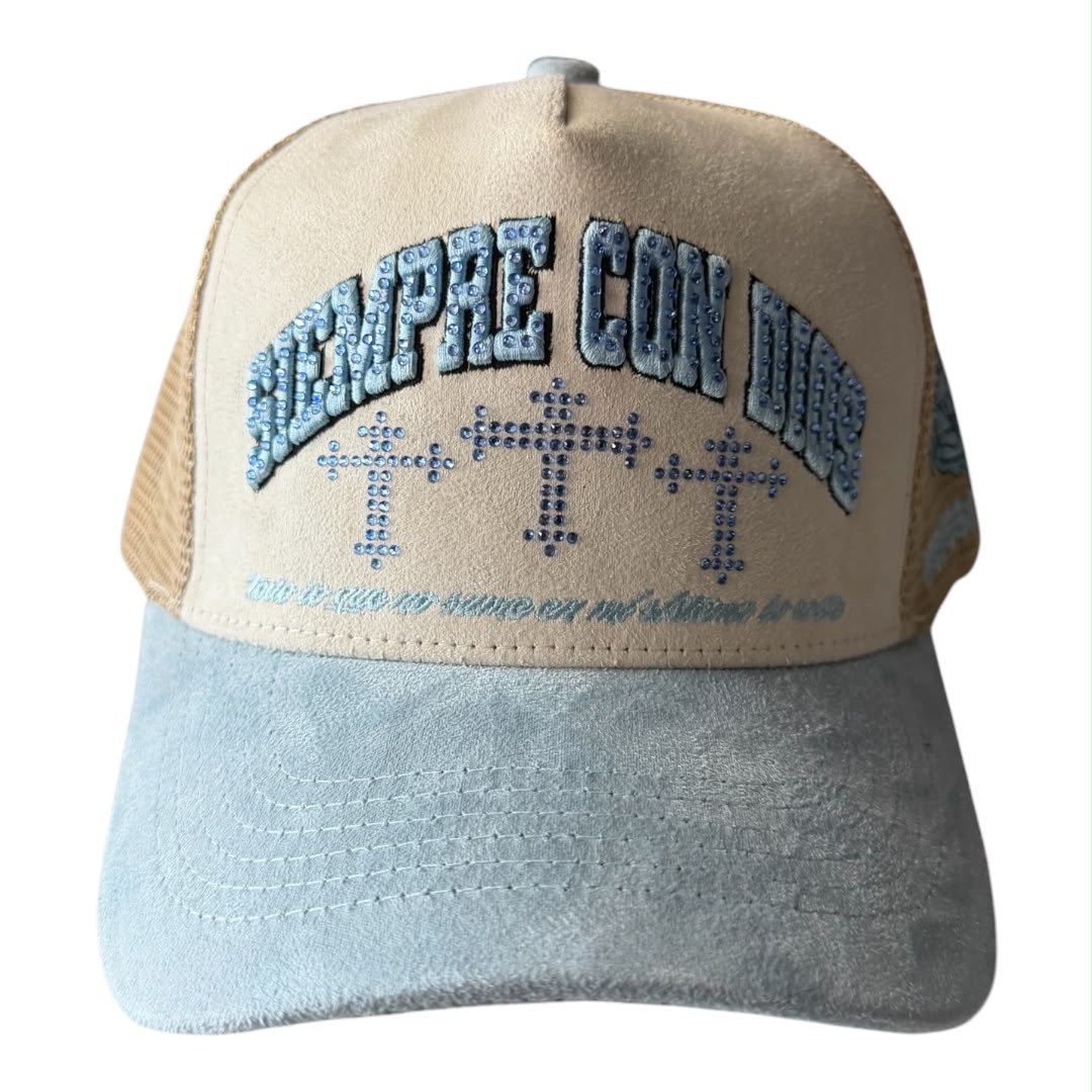 REYES HAT siempre con dios wash blue/beige