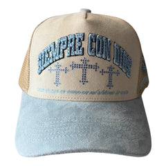 REYES HAT siempre con dios wash blue/beige