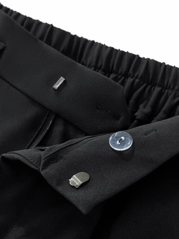 BAROCCO PANTS Kingsley Side-Tab Trousers-Black