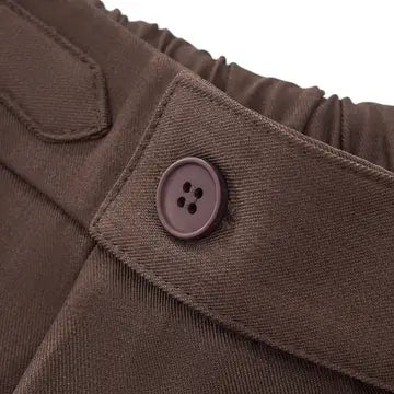 BAROCCO PANTS Wellington Side-Tab Trousers-Coffee