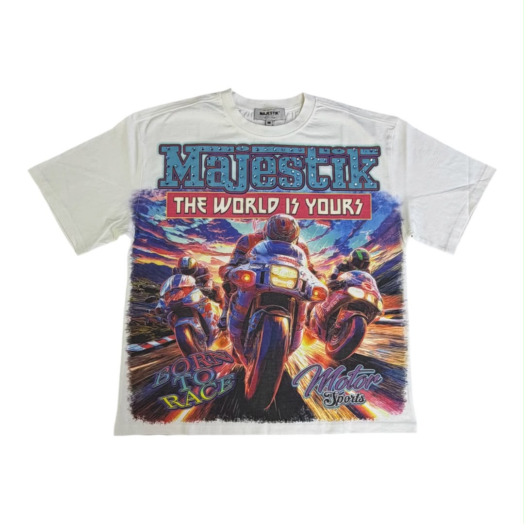 MAJESTIK t-shirt GARMENT DYE DTG PRINTED TEE W/RHINESTONE