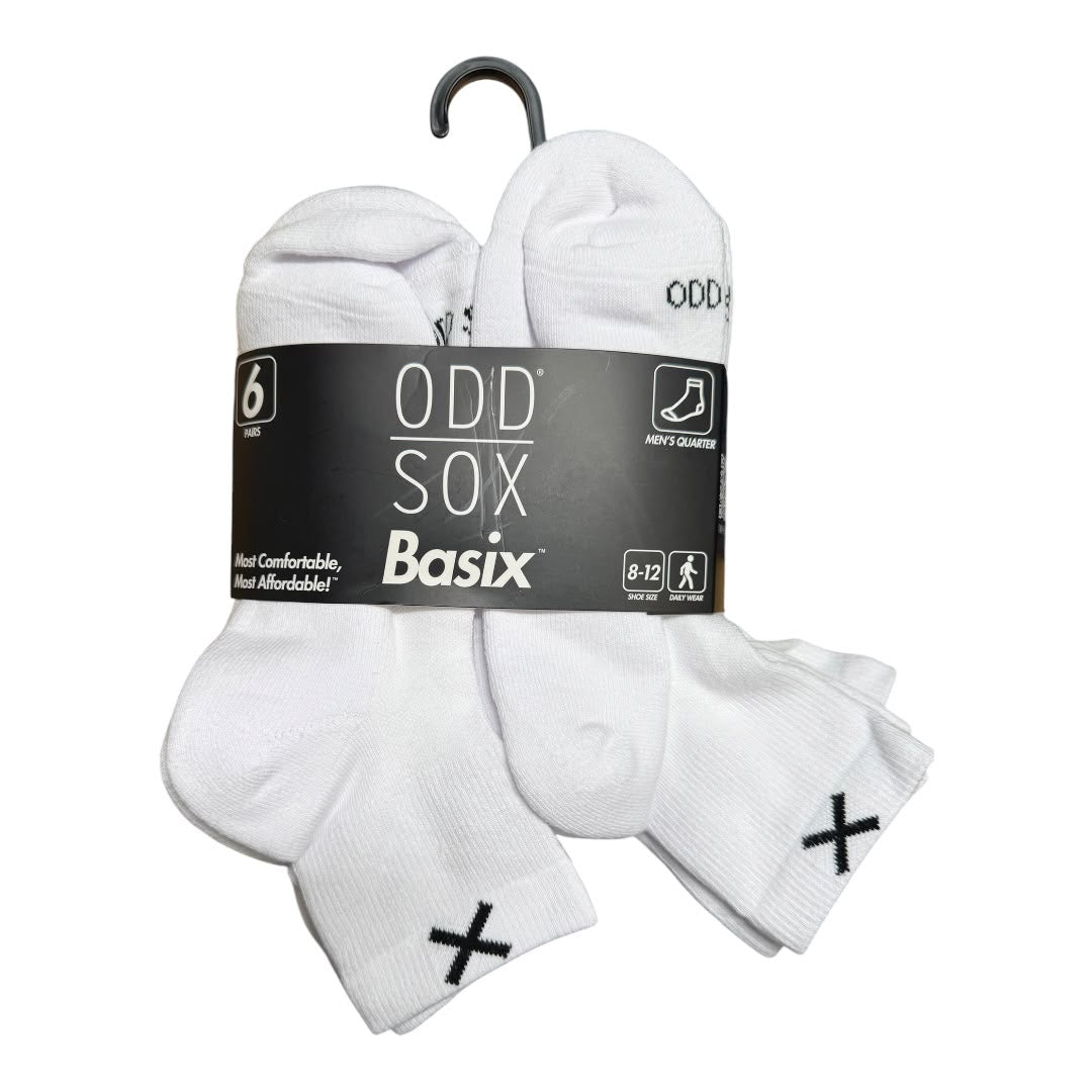 ODD SOX Chaussettes de quart noires pour hommes, paquet de 6