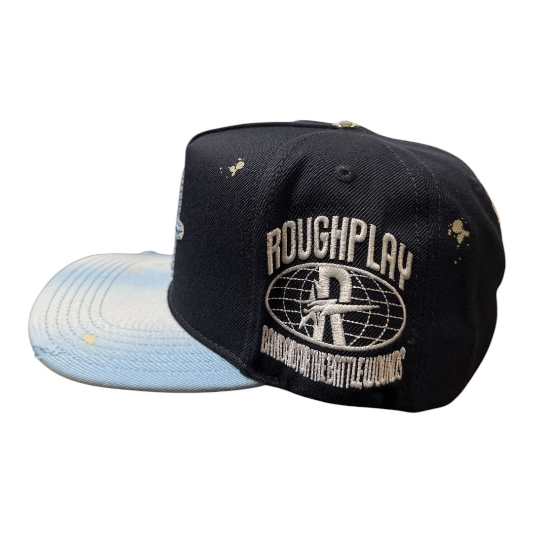 ROUGH PLAY hat vintage SNAPBACK NAVY/SILVER)
