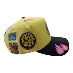 HARMONY yellow & black suede brim trucker hat