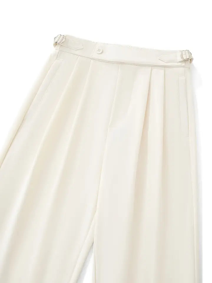 BAROCCO PANTS Wellington Side-Tab Trousers-Ivory
