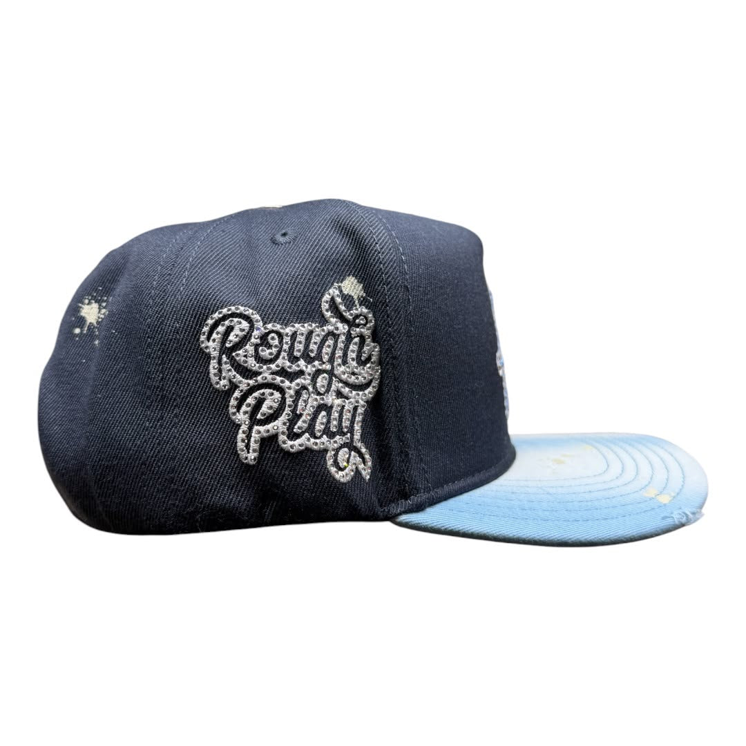 ROUGH PLAY hat vintage SNAPBACK NAVY/SILVER)