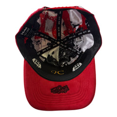 HARMONY red suede brim trucker hat