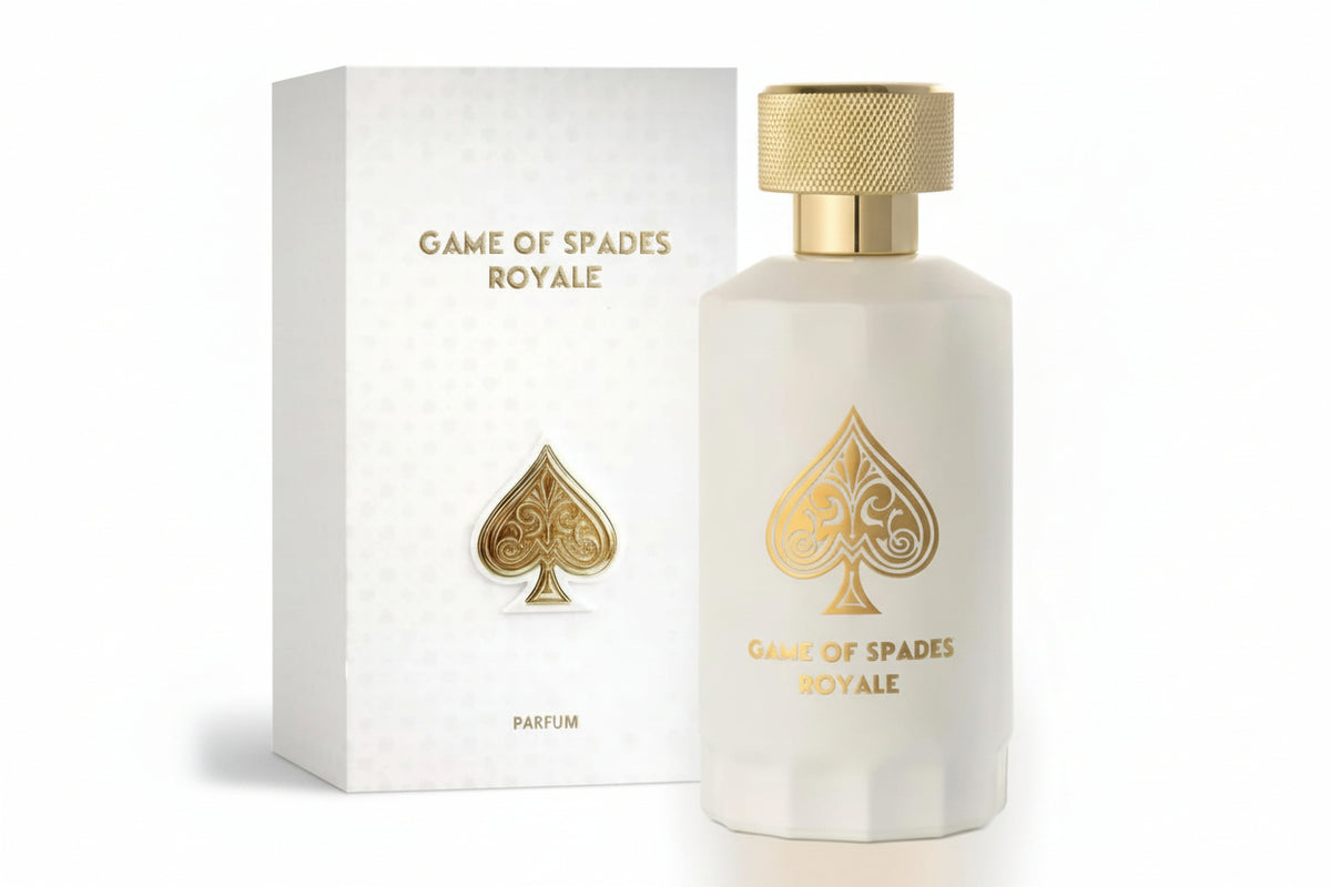Game of Spades Royale perfume bottle and packaging on a white background