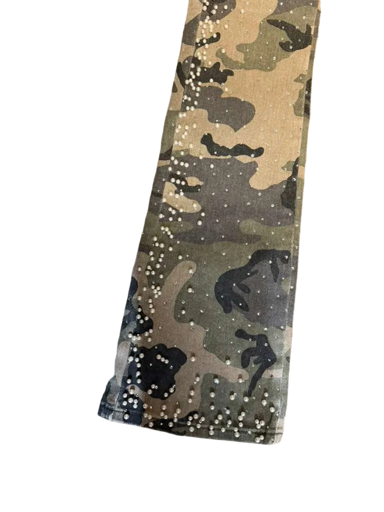 KINDRED PREMIDUM RHINESTONE & PEARL STACK DENIM (KD2239 GREEN CAMO)