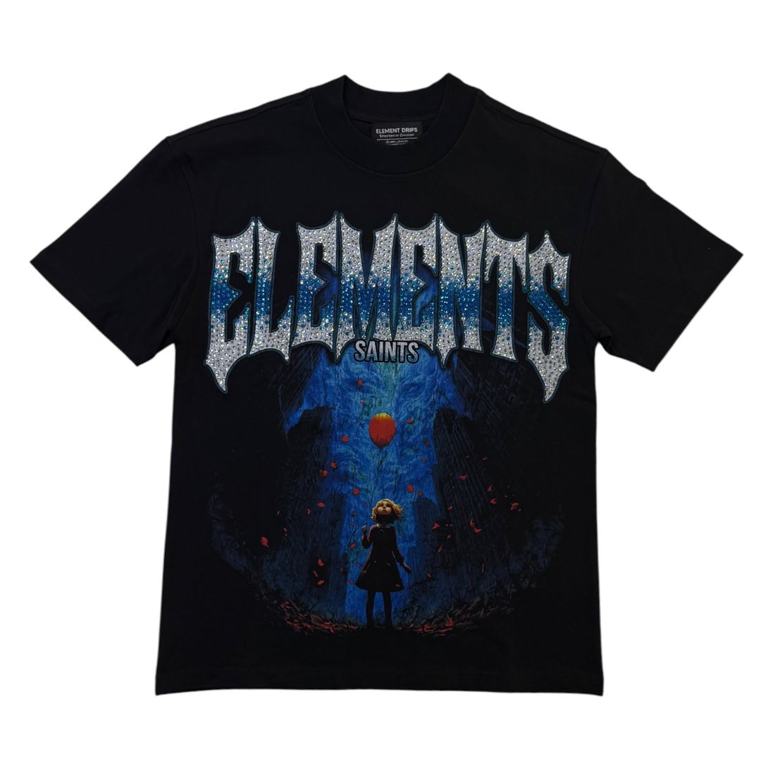ELEMENTS DRIP t-shirt SAINTS ELEMENTS " RHINESTONE GRAPHIC TEE blck/blue
