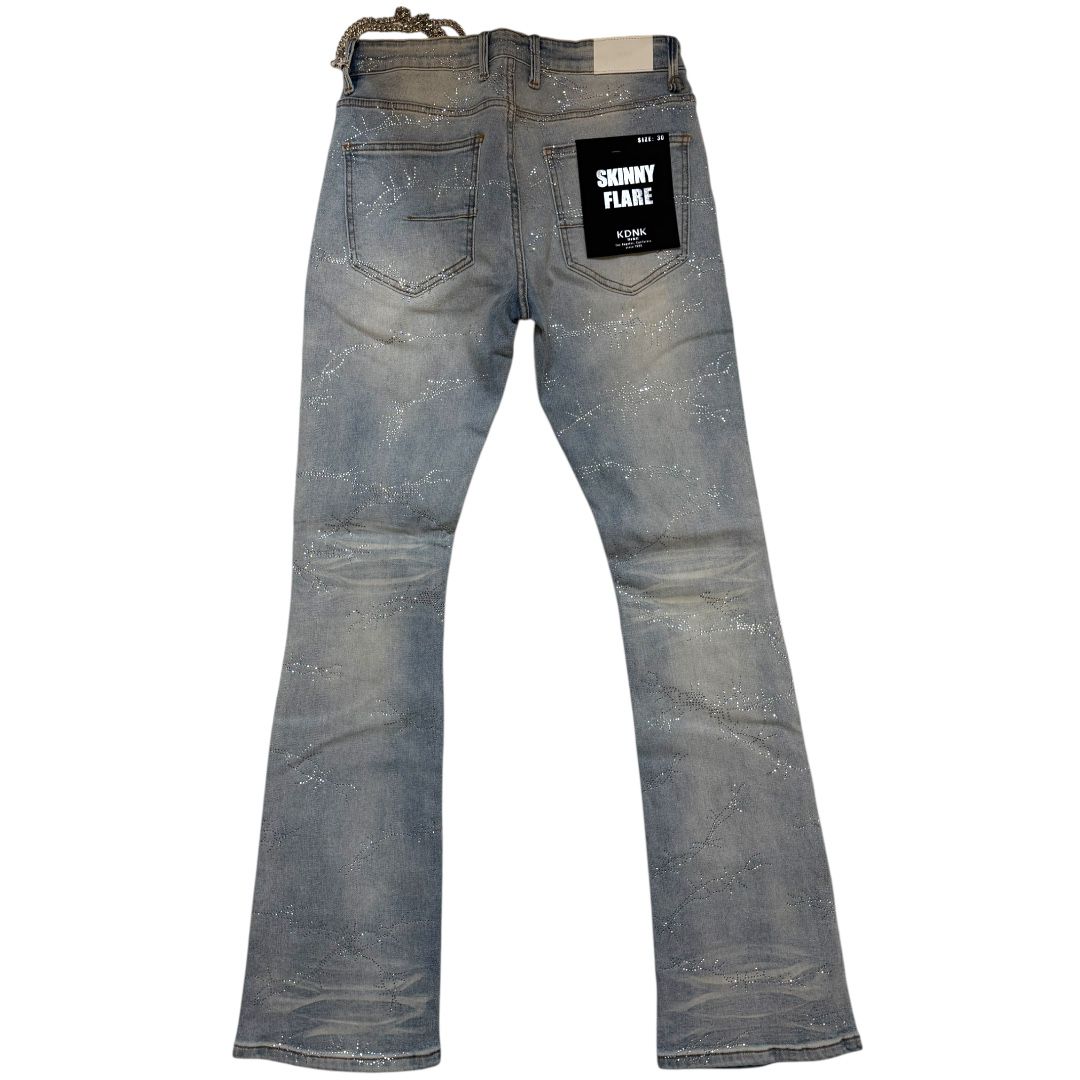 KDNK BARBED WIRE RHINESTONE JEANS KND4920-LT.BLUE