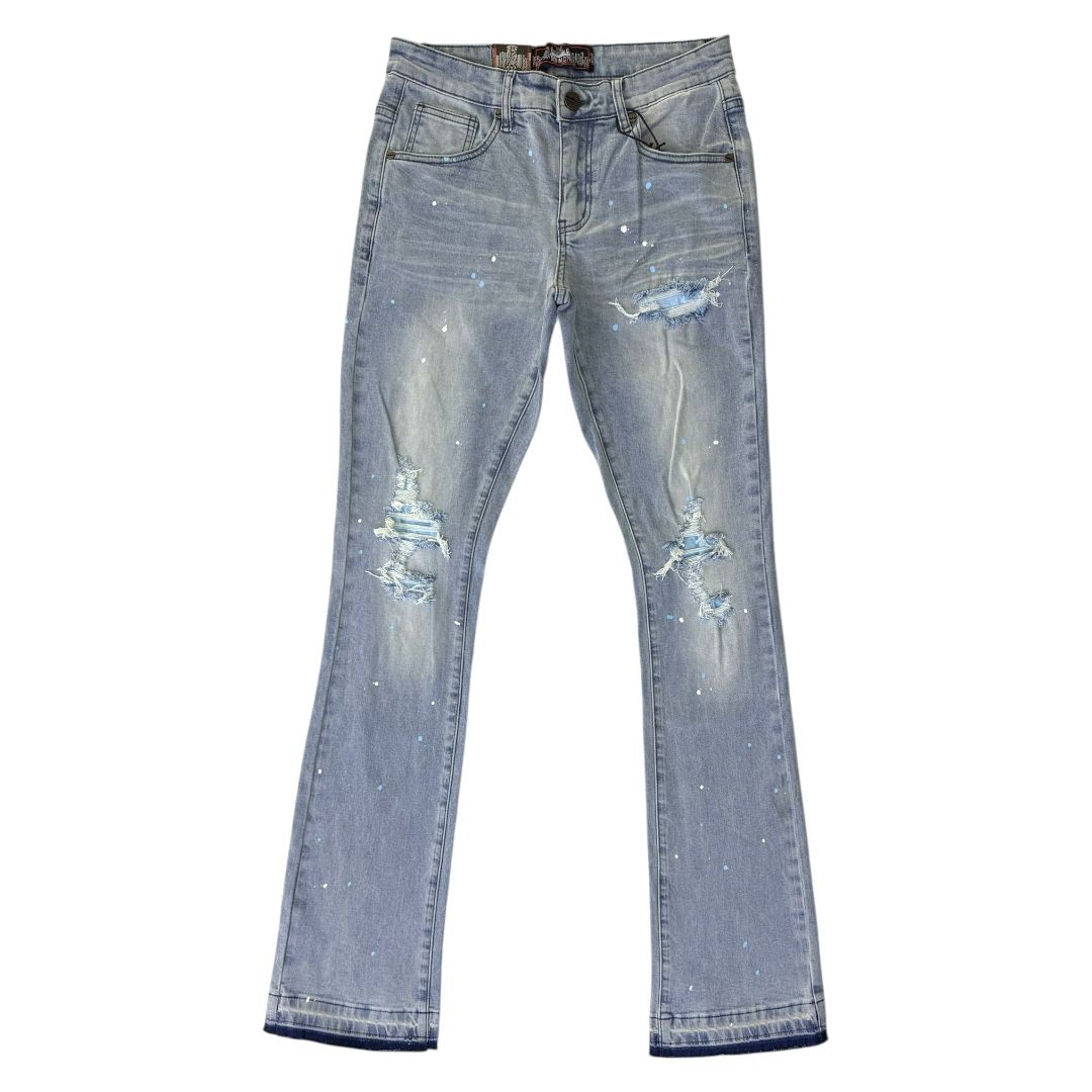 DENIMiCITY PANT RIP N REPAIR LIGHT BLUE WASH WITH BABY BLUE STITCH